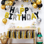 TONIFUL Happy Birthday Foil Letter Banner 16in — Reusable Mylar Balloons for Birthday Party