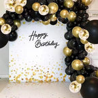 TONIFUL Happy Birthday Sign for Backdrop — Glitter Black Felt Banner with Glue