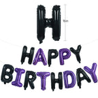TONIFUL Happy Birthday Banner - 16 Inch Mylar Foil Letters, Reusable Party Decoration (Black Purple)