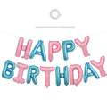TONIFUL Happy Birthday Balloons Banner – 16-Inch Foil Letter Balloons, Reusable Party Decor (Light Pink & Blue)