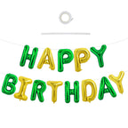 TONIFUL Happy Birthday Foil Letter Banner 16in Green Gold – Reusable Party Decor