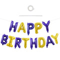 TONIFUL Happy Birthday Balloons with Ribbon Straw – 16-Inch Purple Gold Mylar Letter Banner
