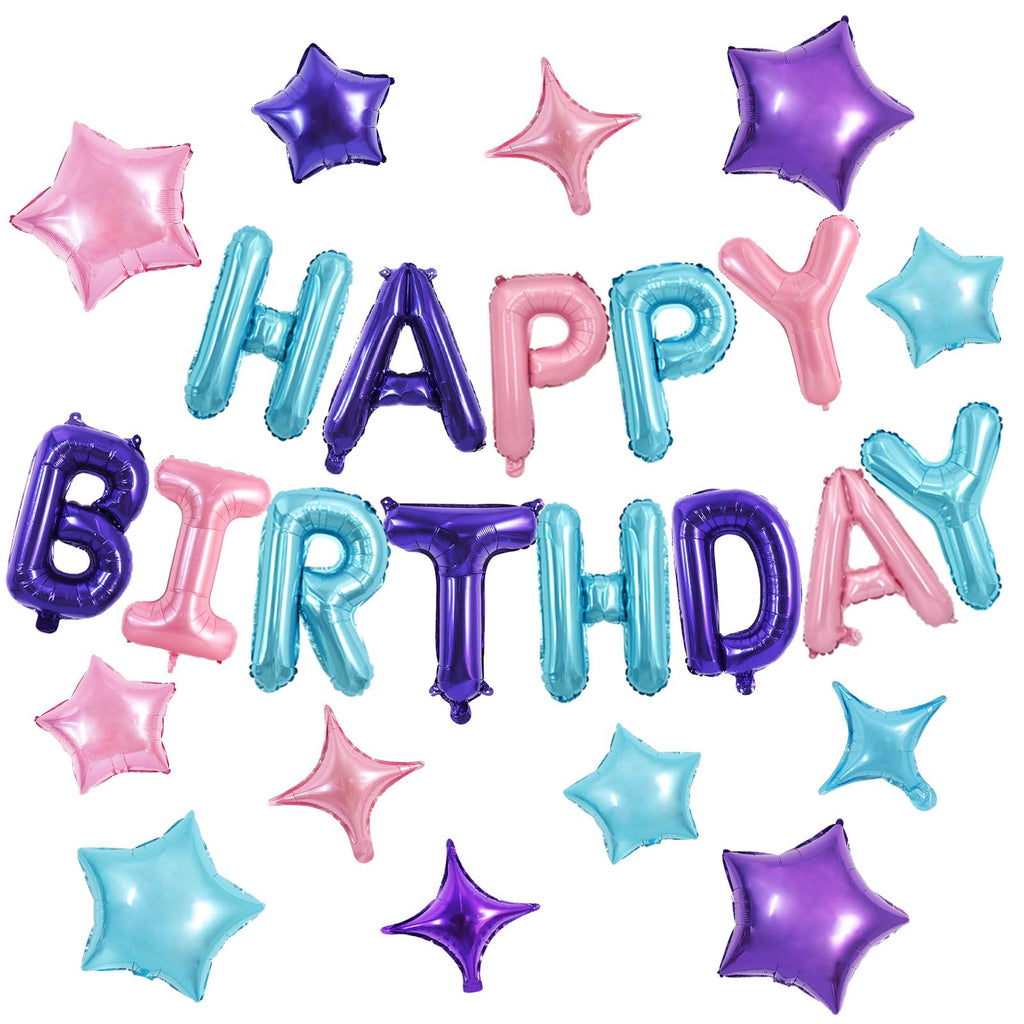 TONIFUL 35PCS Happy Birthday Decorations Kit – 16" Letter Balloons & Star Balloons