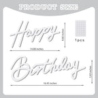 TONIFUL Happy Birthday Sign for Backdrop – White Felt Banner with Glue Dots