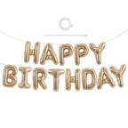 TONIFUL Happy Birthday Balloons Banner 16 Inch Champagne Gold Foil Letters – Reusable Party Decor