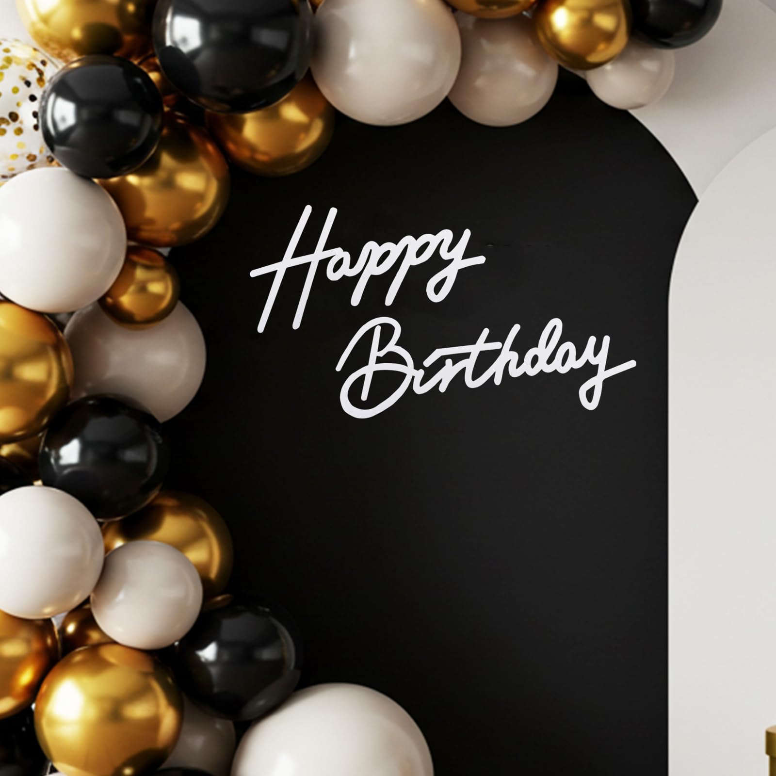 TONIFUL Happy Birthday Sign for Backdrop – White Felt Banner with Glue Dots