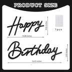 TONIFUL Happy Birthday Sign for Backdrop — Glitter Black Felt Banner with Glue