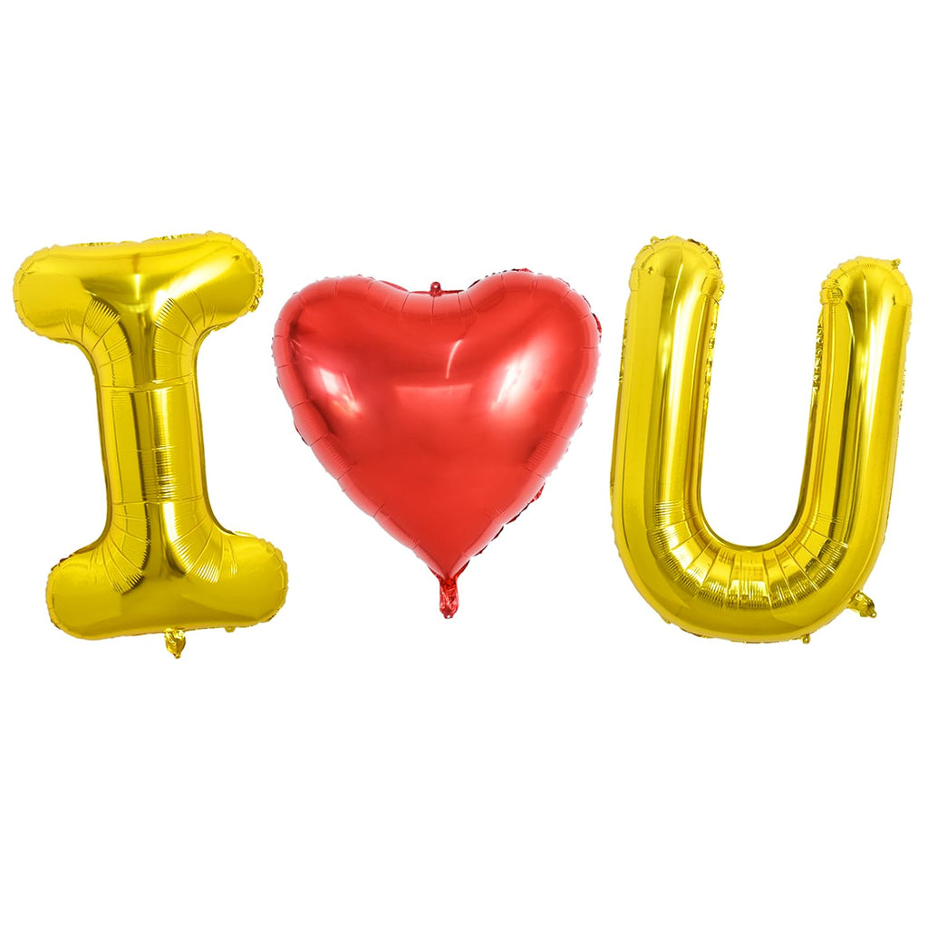TONIFUL 40-Inch I Love You Foil Letter Balloons – 3-Piece Gold Heart Display