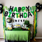 TONIFUL Happy Birthday Banner – 16 Inch Foil Letter Balloons, Reusable Party Decor (Black & Green)