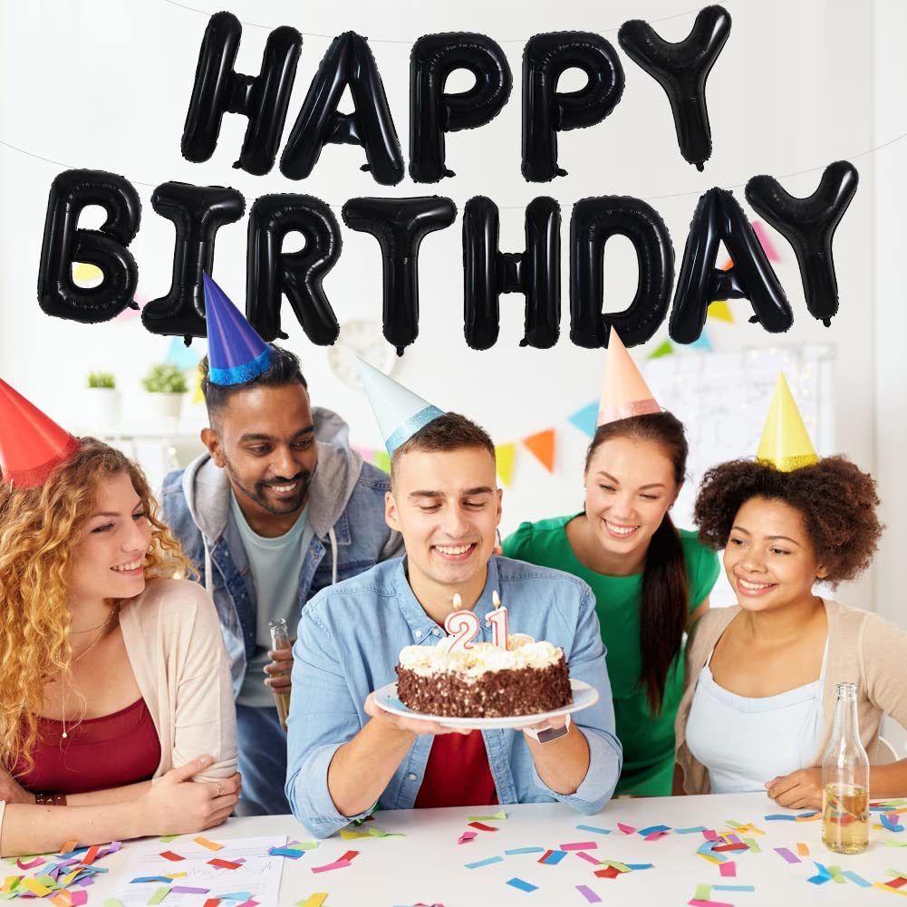 TONIFUL 52-Piece 16in Black Letter Balloons | Custom Alphabet Foil A-Z for Parties