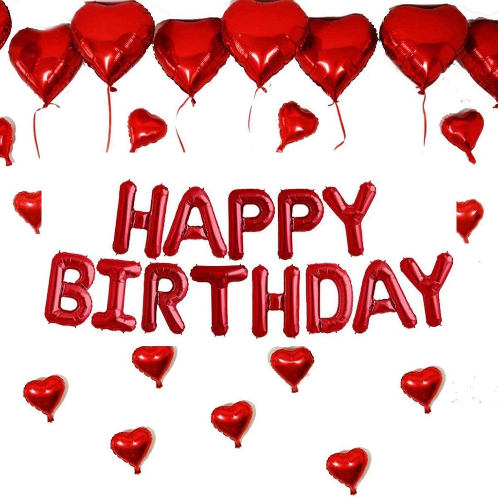 TONIFUL Red Happy Birthday Balloons – 16-Inch Foil Letter Banner, Reusable Party Decor