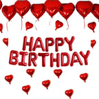TONIFUL Red Happy Birthday Balloons – 16-Inch Foil Letter Banner, Reusable Party Decor