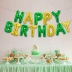 TONIFUL Happy Birthday Foil Letter Banner 16in Green Gold – Reusable Party Decor