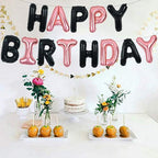 TONIFUL Black Rose Gold Happy Birthday Banner – 16-Inch Mylar Foil Letters | Reusable Party Decoration