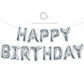 TONIFUL Laser Silver Happy Birthday Banner - 16in Mylar Foil Letters, Reusable Birthday Decor