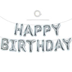 TONIFUL Laser Silver Happy Birthday Banner - 16in Mylar Foil Letters, Reusable Birthday Decor