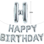 TONIFUL Laser Silver Happy Birthday Banner - 16in Mylar Foil Letters, Reusable Birthday Decor