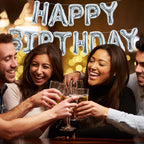 TONIFUL Laser Silver Happy Birthday Banner - 16in Mylar Foil Letters, Reusable Birthday Decor