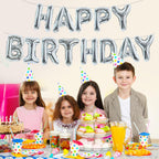 TONIFUL Laser Silver Happy Birthday Banner - 16in Mylar Foil Letters, Reusable Birthday Decor