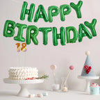 TONIFUL Green Happy Birthday Balloons Banner – 16-Inch Mylar Foil Letters, Reusable Birthday Sign for Kids & Adults, Graduation Party Supplies
