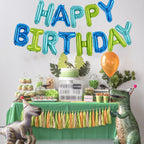 TONIFUL Blue Green 16-Inch Happy Birthday Banner – Mylar Foil Letter Balloons, Reusable Party Decor