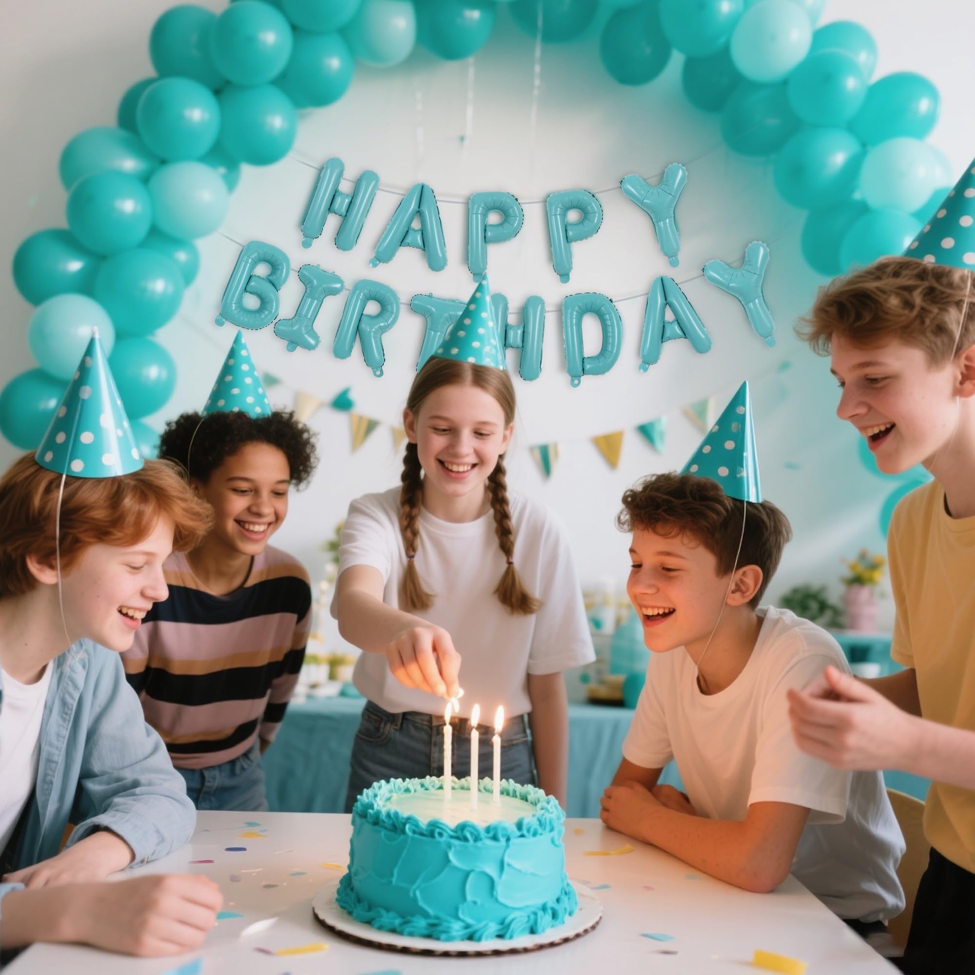 TONIFUL Cream White Happy Birthday Balloons – 40" HOME Letter Balloon + 18" Heart Balloons (2) | Durable Latex, Reusable Party Decor