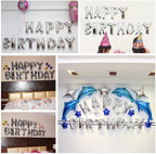 TONIFUL Silver Happy Birthday Banner - 16-Inch Foil Letter Balloons, Reusable Party Decor