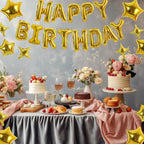 TONIFUL Gold 35PCS Happy Birthday Decorations Kit — 16-Inch Letter Banner + Star Balloons