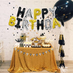 TONIFUL Happy Birthday Foil Letter Banner 16in — Reusable Mylar Balloons for Birthday Party