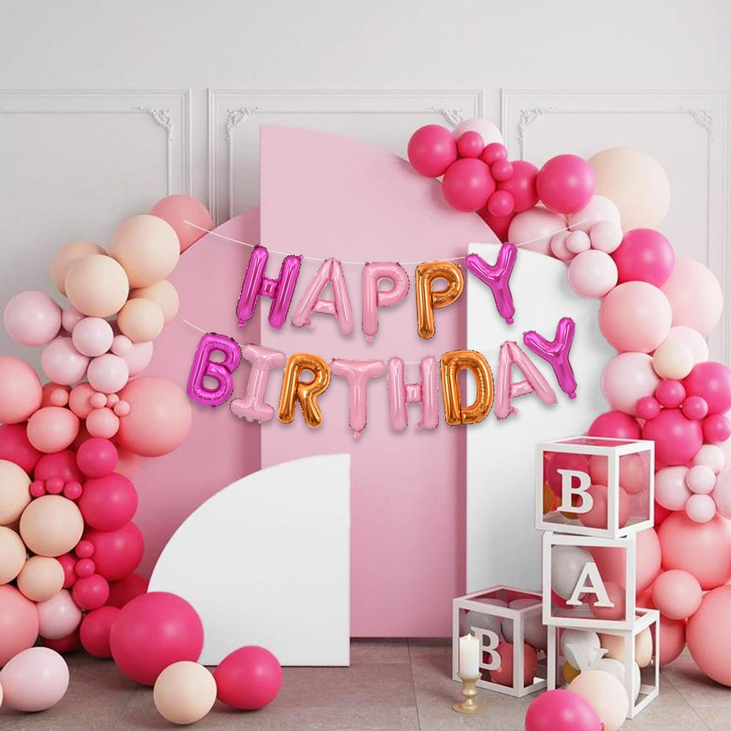 TONIFUL Happy Birthday Balloons Banner – 16 Inch Foil Letters for Party Decor