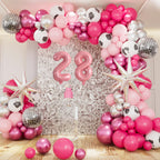 TONIFUL 16-Inch Light Pink Number Balloons (0-9) – 10 Pcs Foil Party Decor