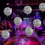 TONIFUL 8Pcs 22inch Large 4D Silver Disco Foil Balloons – Party Decor