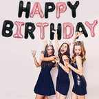TONIFUL Black Rose Gold Happy Birthday Banner – 16-Inch Mylar Foil Letters | Reusable Party Decoration