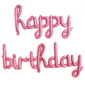 TONIFUL Pink Happy Birthday Balloons – 16-Inch Foil Script Banner, Reusable Party Decor