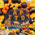 TONIFUL 16-Inch Black & Orange Happy Birthday Foil Letter Balloons Banner – Auto-Seal Mylar Letters for Parties
