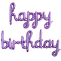 TONIFUL Purple Happy Birthday Balloons — 16-Inch Mylar Foil Script Banner, Reusable Party Decor