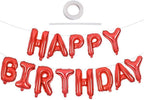 TONIFUL Red Happy Birthday Balloons – 16-Inch Foil Letter Banner, Reusable Party Decor