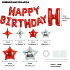 TONIFUL 35PCS Red Happy Birthday Decorations Kit — 16-Inch Balloon Banner + Star Balloons