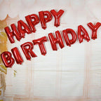 TONIFUL Red Happy Birthday Balloons – 16-Inch Foil Letter Banner, Reusable Party Decor