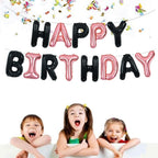 TONIFUL Black Rose Gold Happy Birthday Banner – 16-Inch Mylar Foil Letters | Reusable Party Decoration