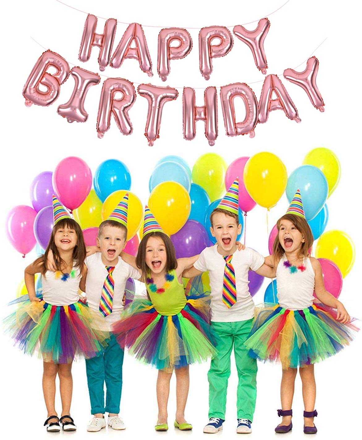 TONIFUL Rose Gold Happy Birthday Banner – 16-Inch Foil Letter Balloons