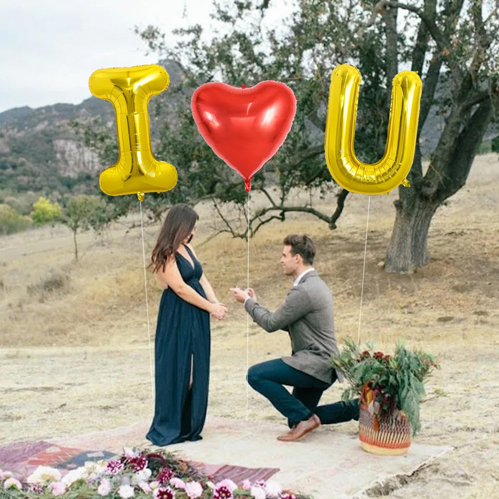 TONIFUL 40-Inch I Love You Foil Letter Balloons – 3-Piece Gold Heart Display