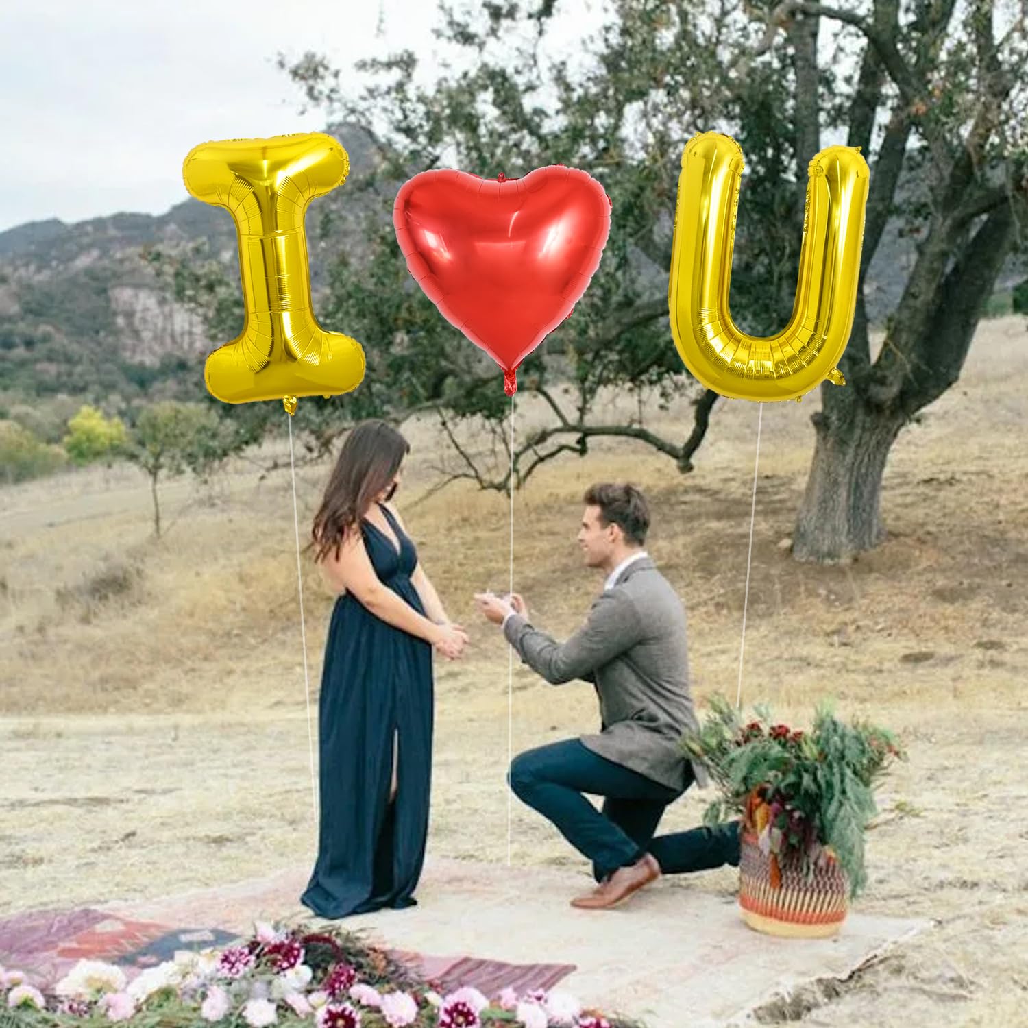TONIFUL 40-Inch I Love You Foil Letter Balloons – 3-Piece Gold Heart Display