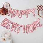 TONIFUL Rose Gold Happy Birthday Banner – 16-Inch Foil Letter Balloons