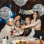 TONIFUL 8Pcs 22inch Large 4D Silver Disco Foil Balloons – Party Decor