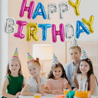 TONIFUL 16-Inch 4-Color Mylar Foil Happy Birthday Banner Letters – 15pc Party Decor