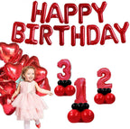 TONIFUL Red Happy Birthday Balloons – 16-Inch Foil Letter Banner, Reusable Party Decor