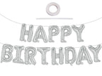 TONIFUL Silver Happy Birthday Banner - 16-Inch Foil Letter Balloons, Reusable Party Decor