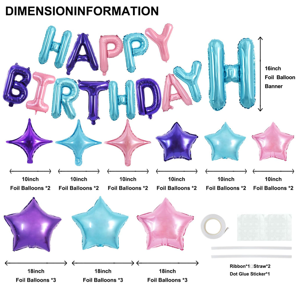 TONIFUL 35PCS Happy Birthday Decorations Kit – 16" Letter Balloons & Star Balloons
