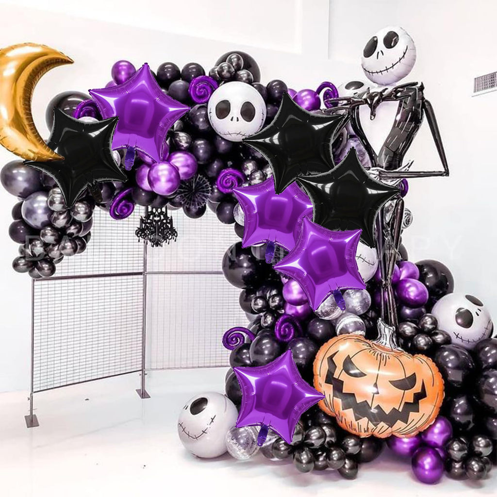 TONIFUL 30Pcs 18in Purple & Black Star Foil Balloons - Large Star Mylar Balloons for Parties